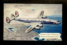 Aviation airplane chrome postcard Eastern Airline Super Constellation 