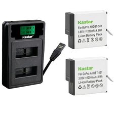 Kastar Battery 2x + Type-C LCD Dual Charger for GoPro HERO7 Black, HERO6, HERO5