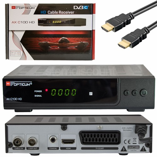 Opticum Digital Kabel TV Receiver Schwarz HD 1x DVBC USB Scart HDMI