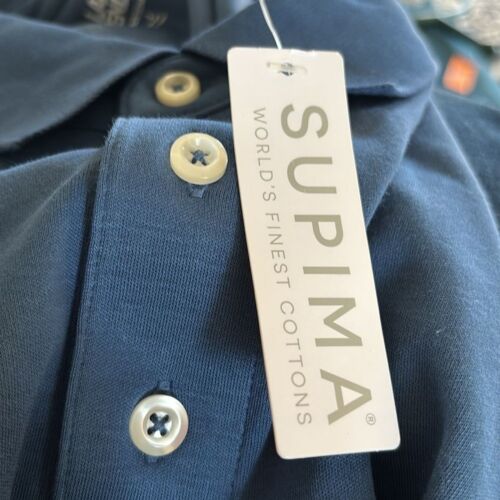 Lands' End Blue Supima Cotton 3 Button LS Polo Shirt Blue Size L 42-44” - Picture 5 of 6