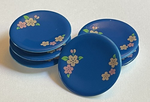 6er Set Original Re-Ment 1" BLAUE BLUMENTELLER Miniatur Puppenhaus Geschirr - Bild 1 von 4