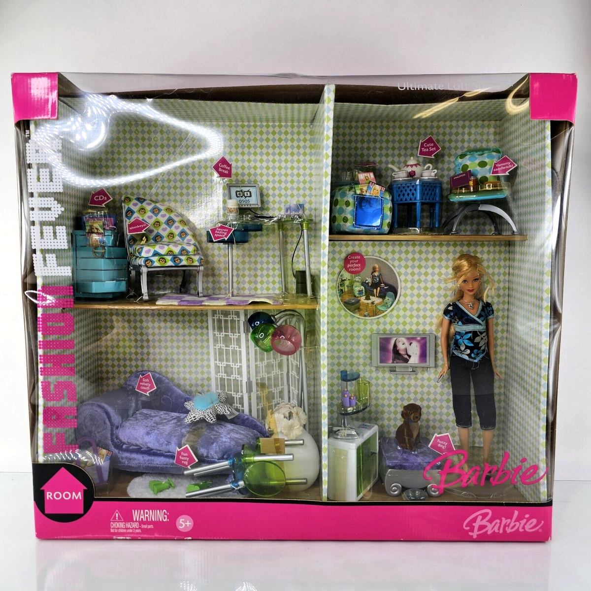 Barbie Fashion Fever ULTIMATE LOFT SPACE Doll Play Set K3690