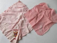 Vintage 2 USN "Mother" Silk Handkerchief - Pink - United State Navy Hankie