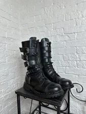 Vintage Undercover black Combat Steel Toe Leather Hi Boots US 11 EU 44.5 28.5cm