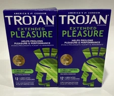 New 2-Pack Trojan Extended Pleasure Climax Control  Condoms 12 Count.  Exp 10/26