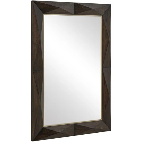 Uttermost 08285 Diamond In The Rough Wall Mirror Dark Walnut Stain and Brass - Picture 2 of 6