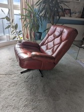 Vintage Leather Tetrad Nucleus Swivel Armchair
