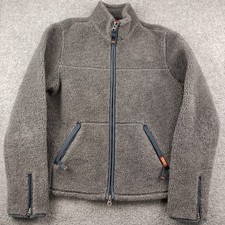 VTG Abercrombie and Fitch Deep Pile Fleece Sherpa Jacket Heavy Gray SZ M Y2