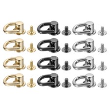 12 Pieces Ball Post Head Button Studs with D Ring, 12mm Screw Rivets, 3 Colors