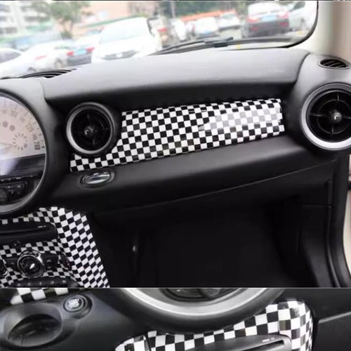 For MINI Cooper R55 R56 R57 08-13 Checkered Dashboard Console Panel Cover Trim - Picture 2 of 4