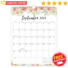 2025-2026 Wall Calendar 16 Month Large Blocks 11.4x14.5 Floral Premium Paper