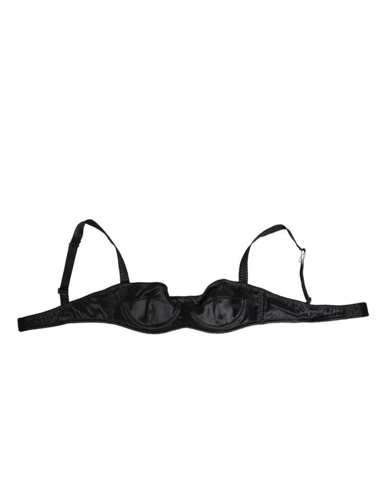 Sutiã Dolce & Gabbana preto cetim com aro lingerie IT2 roupa íntima - Imagem 2 de 4