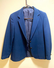 Blue Solid Blazer Jacket Unisex Adults S Regular Single-Breasted 2-Button