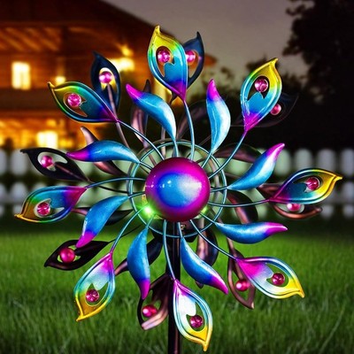 Peacock Metal Wind Spinner Kinetic Outdoor Lawn Garden Decor Patio Yard Art NEW