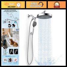 10" High Pressure Rain Shower Head Handheld Spray Combo, Dual Heads, 80" Hose