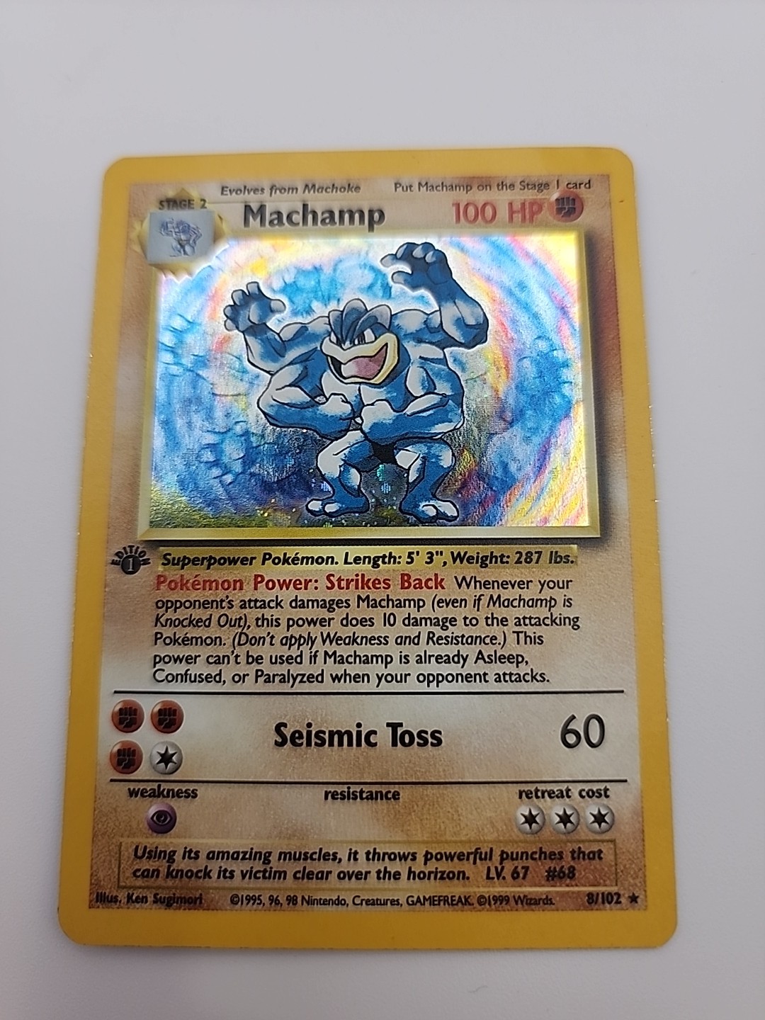 Machamp 008/102 Deck Exclusives Holo Pokémon Card Played 1999
