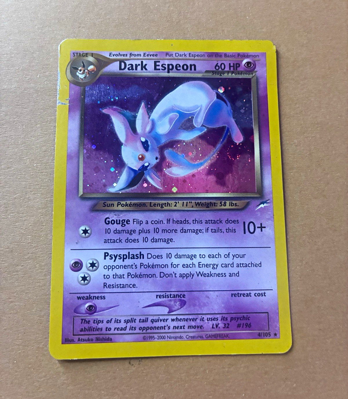 Dark Espeon 4/105 Neo Destiny Holo Rare Unlimited English 60 HP 2000