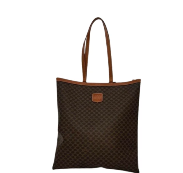 Celine — Celine Brown Macadam Coated Canvas & Leather Shoulder Bag