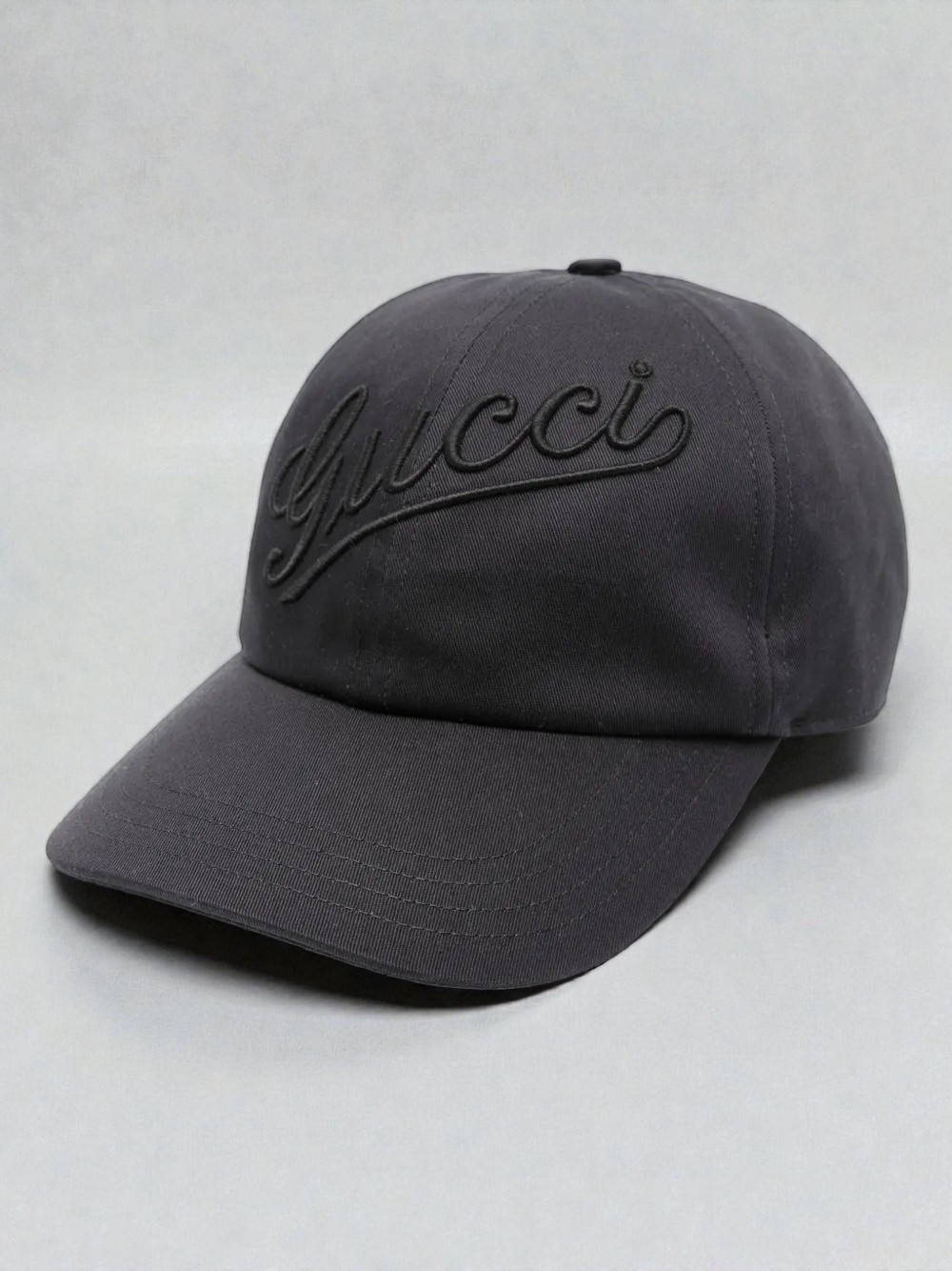 NWT Gucci Black Logo-Embroidered Cotton Baseball Cap Hat Size M
