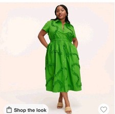 Kate Spade NY x Target Green Ribbon Shirtdress XS Midi Button Down Pockets! NWT