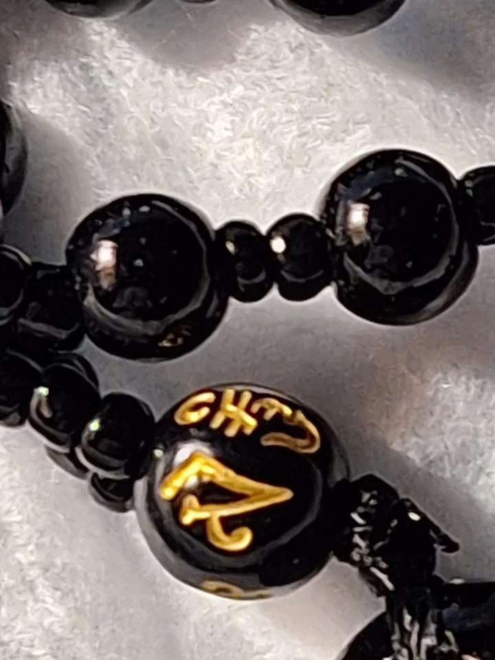 Nuevo Para Hombres Negro 2" Cruz Obsidiana ~ 24" Largo Imitación Piedras Preciosas Sintéticas Cuentas ~ #1700 Foto 3 de 4