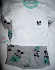 NWT 3-6 M Boy 3-Pc Cotton Blend DISNEY BABY Shorts Set embroidered MICKEY MOUSE
