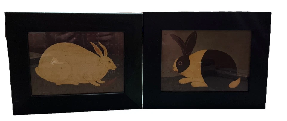 Warren Kimble Conjunto de 2 Arte Folclórica Americana Coelho Impressão Emoldurada Primitiva - Imagem 4 de 4