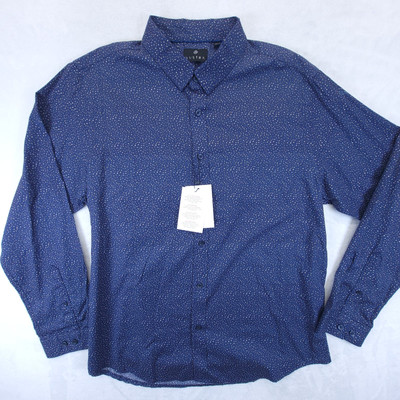 Vustra Meteor Mens Dress Shirt 100% Organic Cotton Button Up Blue Size XXL