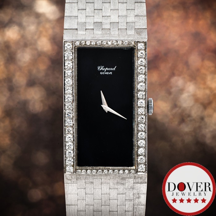 Chopard Diamond Onyx 18K Gold Rectangular Vintage… - image 1