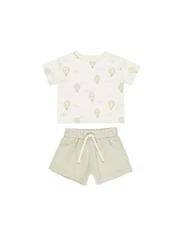 NWT 0-3m 3-6m  12-18m QUINCY MAE 2pc set HOT AIR BALLOONS Organic Cotton