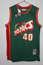 green 1995-96 Seattle SuperSonics Shawn Kemp 40 stitched Mitchell Ness jerse