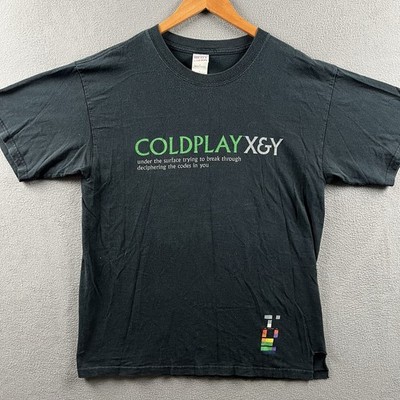 Vintage Coldplay Shirt Mens Large Black Faded X&Y Album Promo Y2K Distressed Tee