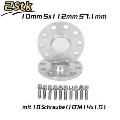 20mm(2x10mm) 5x112mm Spurverbreiterung Audi A1 A3 A4 A6 Radschrauben Spurplatten - Bild 1 von 4