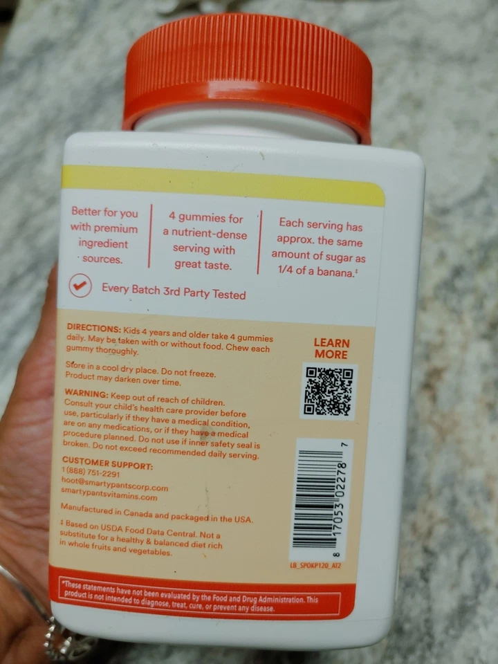 Gominolas probióticas multivitamínicas orgánicas para niños SmartyPants 120 quilates, PACK DE 2 Foto 4 de 4