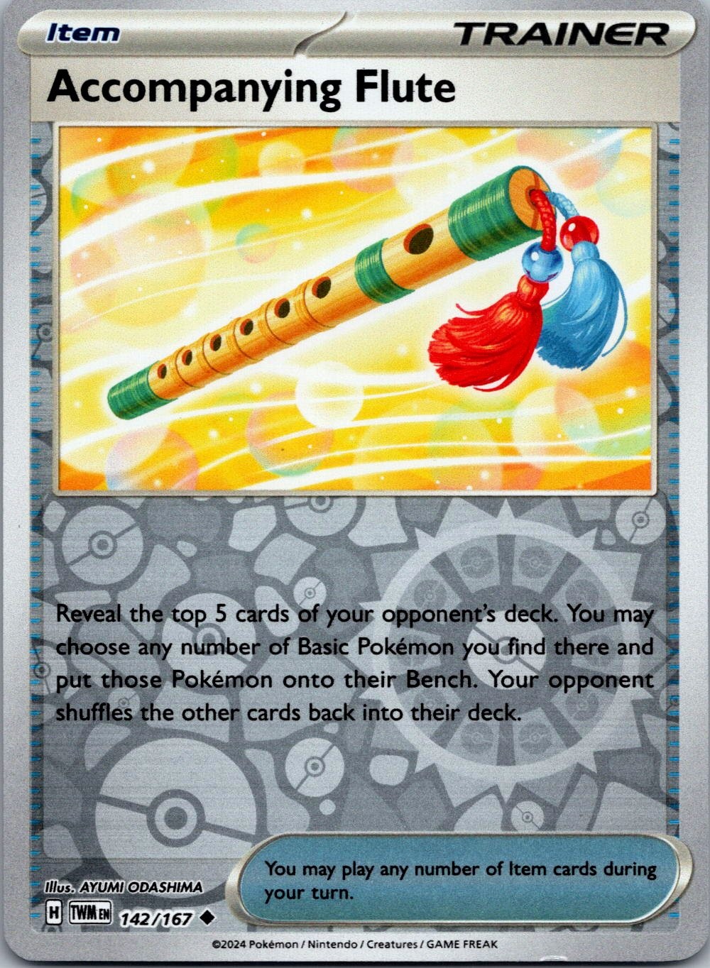 Accompanying Flute 142/167 UC Twilight Masquerade Pokemon Reverse Holo Near Mint