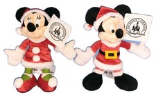 Disney Parks World Holiday Santa Minnie And Mickey Mouse 7" Plush Lot Christmas