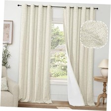 Blackout Curtains for Bedroom - Linen Black Out 52"W x 84"L Pack of 2 Natural