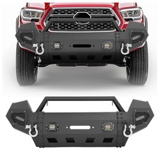 Front Bumper 2016-2023 Toyota Tacoma W Winch Plate Led Light D-ring Steel Black