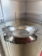 VINTAGE International Silver Company Plate Oval Floral Embossed Serving Dish 448