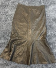 Dana Buchman Black 100 Soft Leather Skirt Size 12 Maxi Length Vtg
