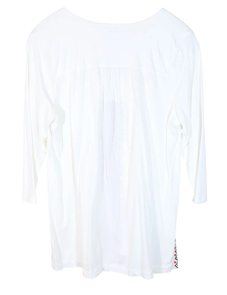 Top túnica tejido bordado J JILL talla M blanco rojo negro Boho Resort Coastal Foto 2 de 4