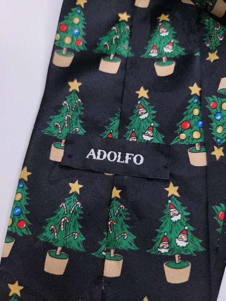 Corbata formal Adolfo para hombre 56"Lx4"W negra/verde Foto 3 de 4