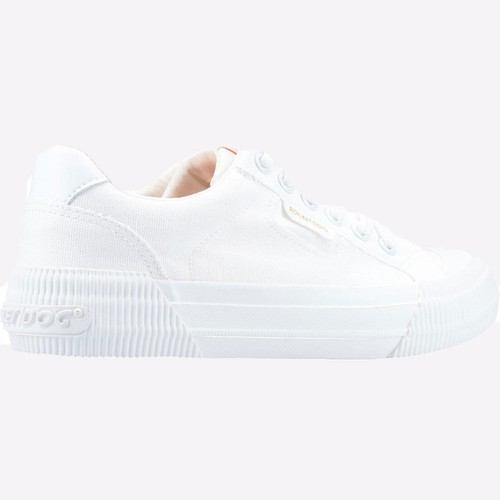 Cohete Perro Encaje Alegre Mujer Informal Diseñador Moda Entrenadores Plimsoll Blanco - Imagen 3 de 5