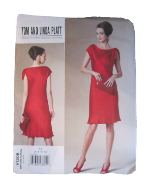 Vogue Sewing Pattern 1208 Tom & Linda Platt Designer Cocktail Dress 6-12  Uncut