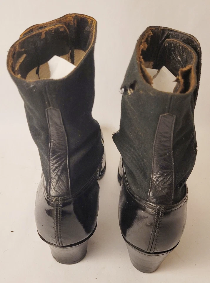 Botas Victorianas Antiguas con Botones Talla 5 Dugan’s Albion NY Cuero y Tacones de Lona Foto 4 de 4
