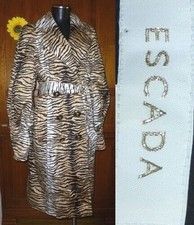New Escada Tiger Stripe Animal Print Puff Long Slv Trench Coat Jacket Sz 38 Eur