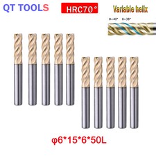 6mm Tungsten Carbide End Mill Milling Cutter Variable helix For Stainless steel
