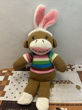 Dan Dee Easter Bunny Sock Monkey w/ Striped Shirt Plush Stuffed Toy