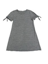 Gap Women’s Cold Shoulder Tie sleeve Navy White Stripe Dress Soft Medium EUC