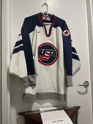 Maillot De Hockey Team USA - Taille L, Couleur Blanc, Neuf, Pour Supporter L'équipe Nationale